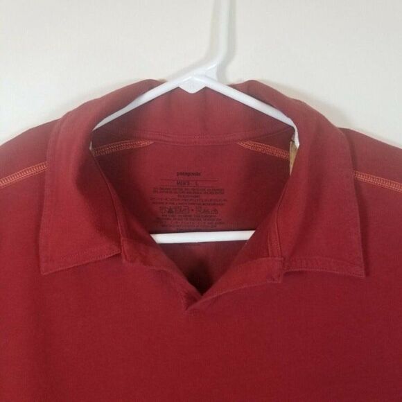 Patagonia Mens Large RedSolid Organic Cotton Poly Large Polo - Picture 2 of 3